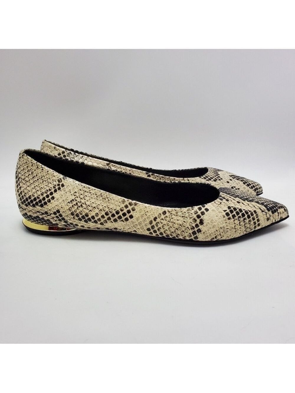 Marion Parke Toscana Must Have Python Snakeskin Pointed Toe Flat Shoes Size 38